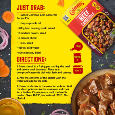 Colman's Classic Comforts Beef Casserole Meal Maker seasoning mix 40g - British product