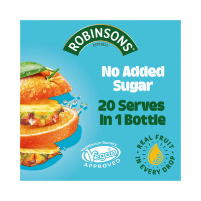 Jus d'orange et d'ananas Robinsons sans sucre ajouté 1L (marque britannique)