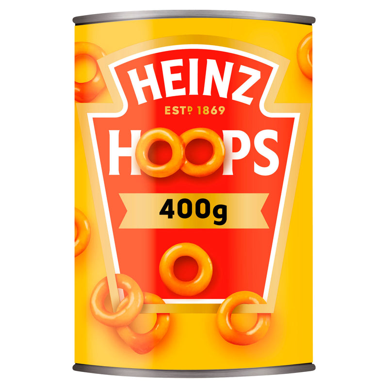 Heinz Hoops spaghetti hoops 400g, imported from the UK