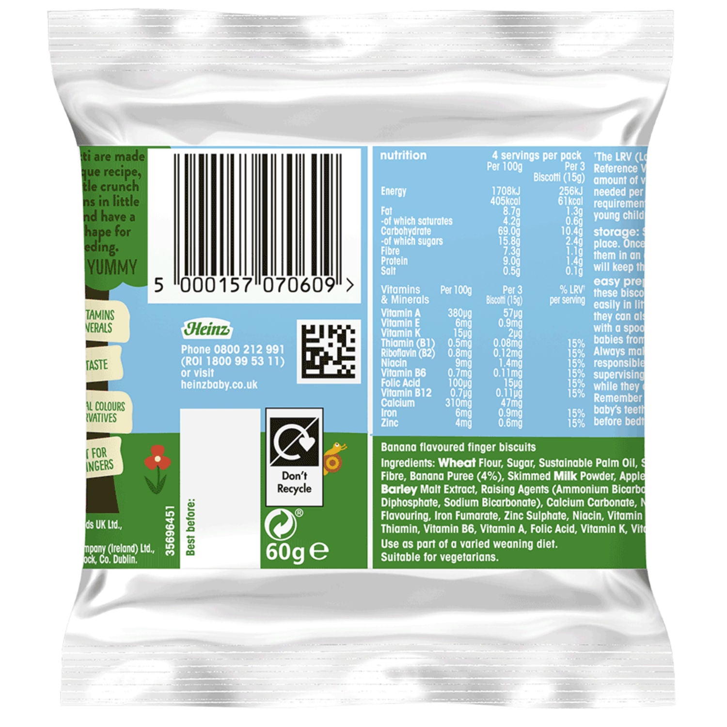 Heinz Banana Biscotti for babies 60g, UK version