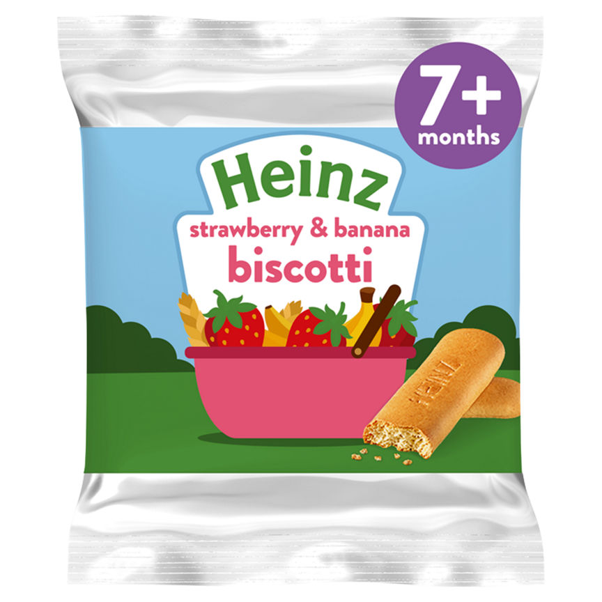 Heinz Strawberry & Banana Biscotti Baby Food Snacks 7+ Months