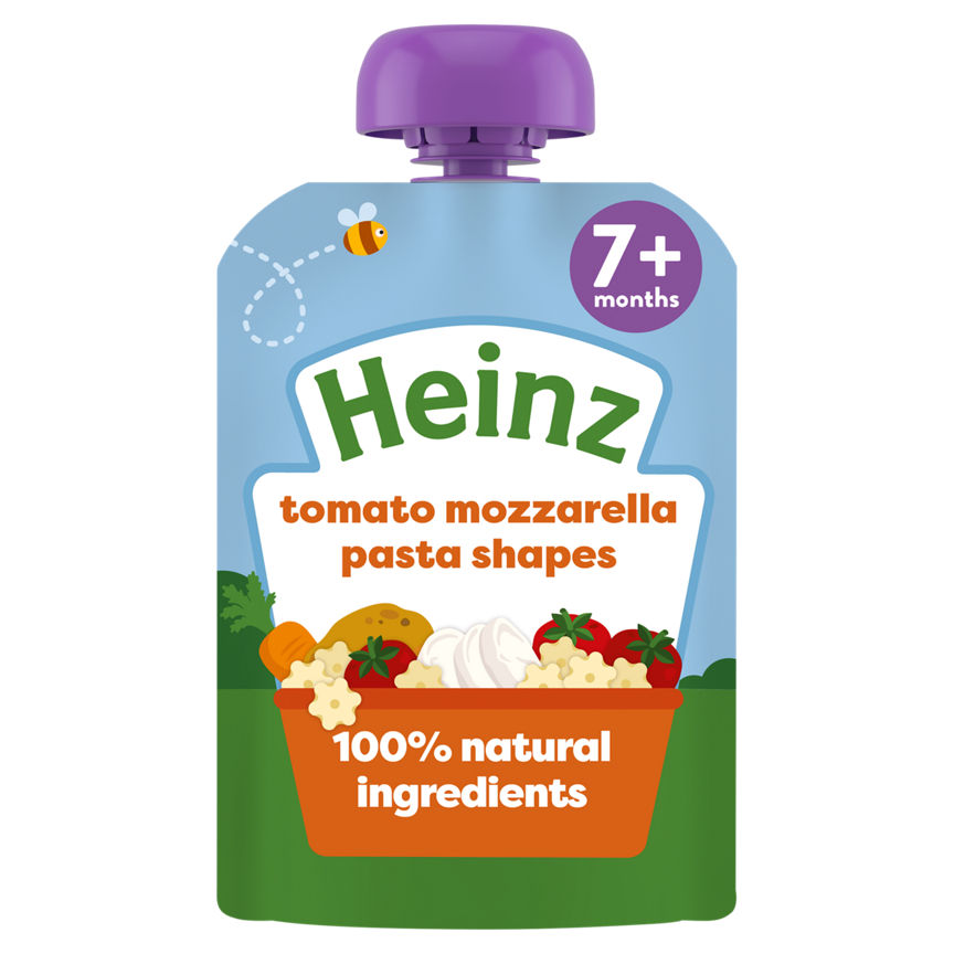 Heinz Tomato Mozzarella Pasta Shapes Baby Food Pouch 7+ Months GOODS ASDA   