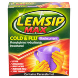Lemsip Max Cold & Flu Blackcurrant 5 sachets (British brand)