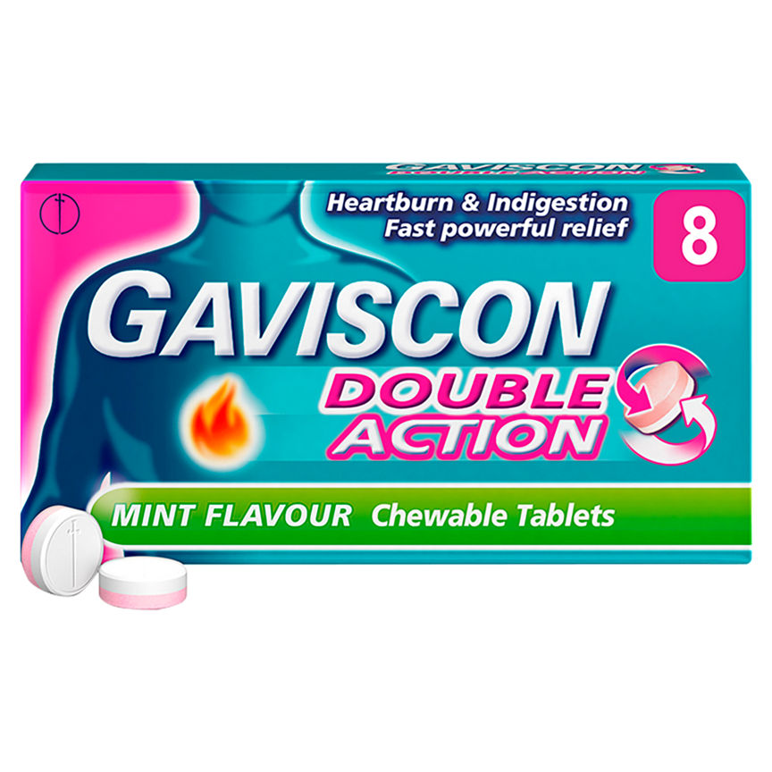 Gaviscon Double Action Heartburn & Indigestion Mint Flavour Tablets x 8 GOODS ASDA   