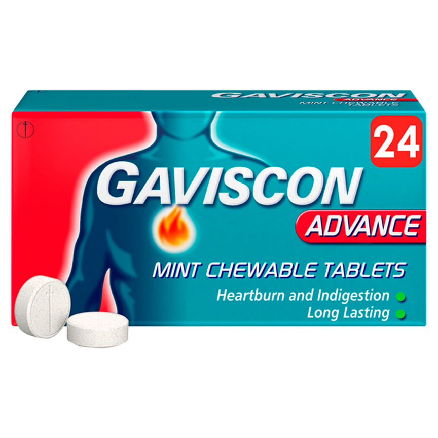 Gaviscon Advance Double Strength Heartburn & Indigestion Mint Flavour Tablets x 24 GOODS ASDA   