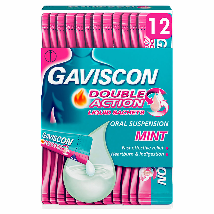 Gaviscon Double Action Heartburn Relief Liquid Sachets Mint GOODS ASDA   