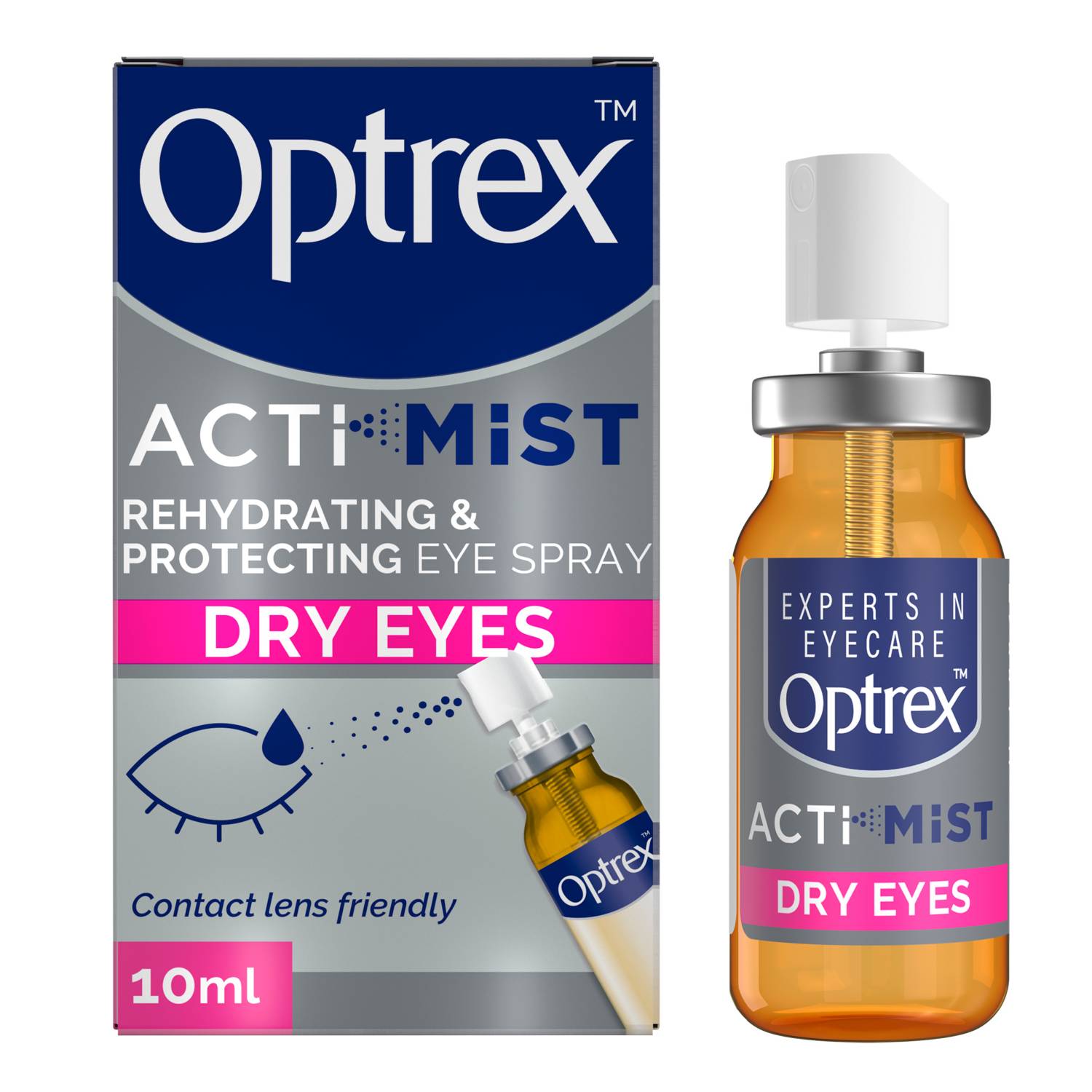 Optrex Actimist Dry Eyes eye spray 10ml, imported from the UK