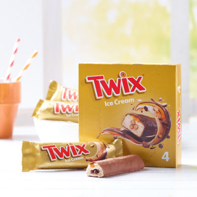 Twix chocolate caramel ice cream bars 4pk (British brand)