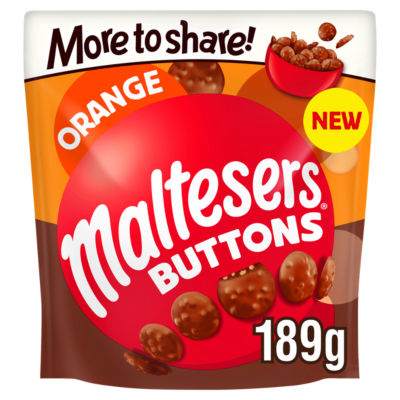Maltesers orange chocolate buttons 189g pouch, UK version