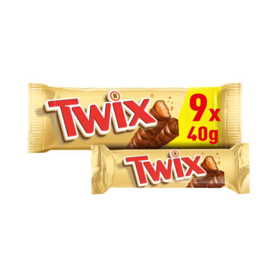 Twix Caramel & Milk Chocolate Fingers Twin Biscuit Snack Bars Multipack 9 x 40g