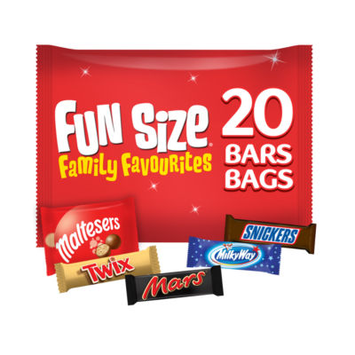 Mars, Snickers, Twix, Maltesers & Milky Way funsize milk chocolate bars 358g bulk pack, imported from the UK