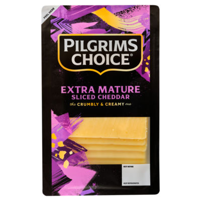 Pilgrims Choice Extra Mature Sliced Cheddar 150g, imported from the UK
