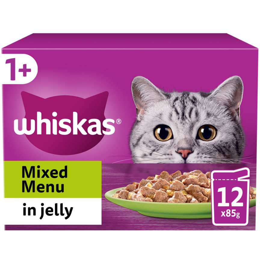 Whiskas 1+ Mixed Menu Adult Wet Cat Food Pouches in Jelly