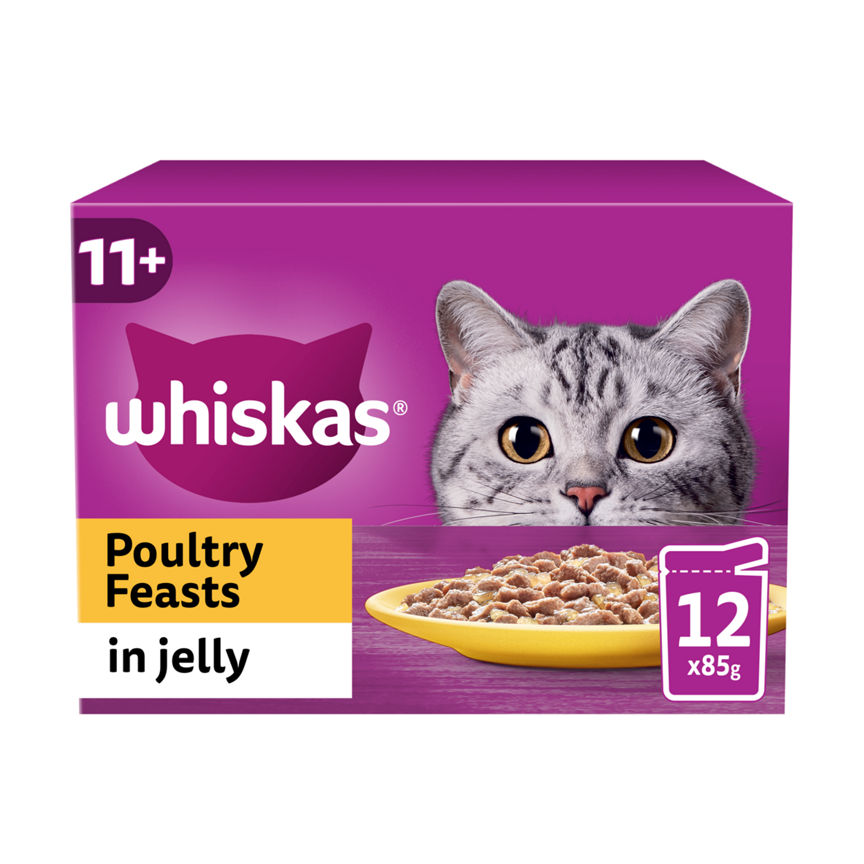 Whiskas 11+ Poultry Feasts Senior Wet Cat Food Pouches in Jelly GOODS ASDA   