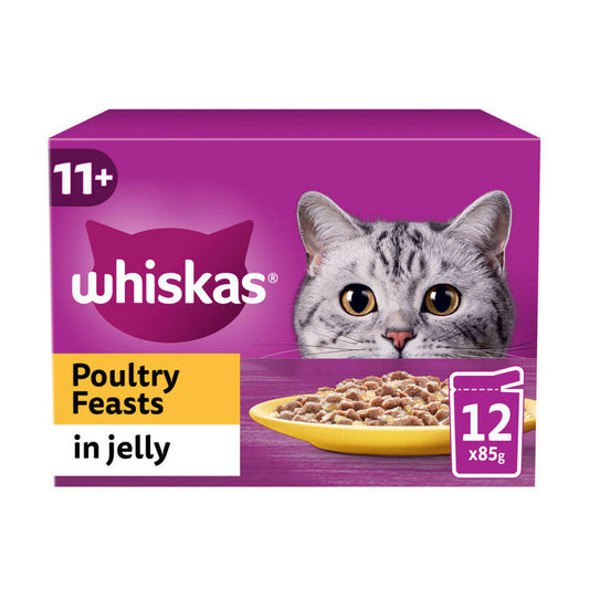 Whiskas 11+ Poultry Feasts Senior Wet Cat Food Pouches in Jelly