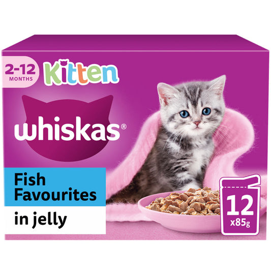 Whiskas Kitten Fish Favourites Wet Cat Food Pouches in Jelly GOODS ASDA   