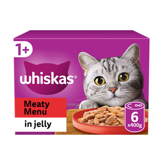Whiskas 1+ Meaty Menu Adult Wet Cat Food Tins in Jelly GOODS ASDA   