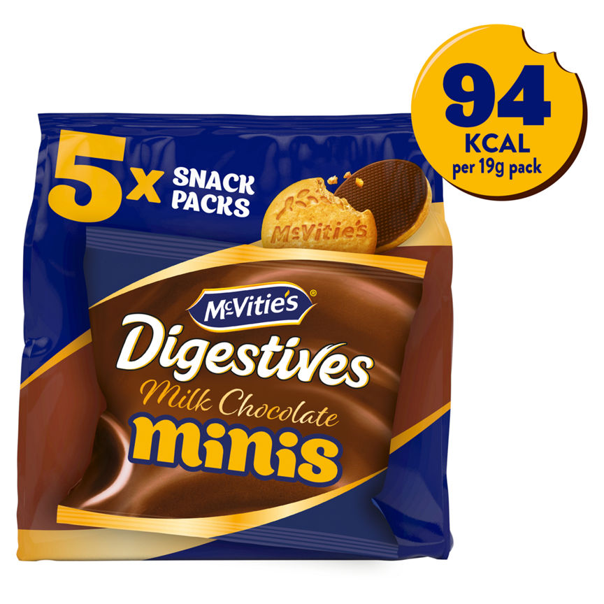 McVitie's Digestives 5 Milk Chocolate Minis Snack Packs 95g GOODS ASDA   