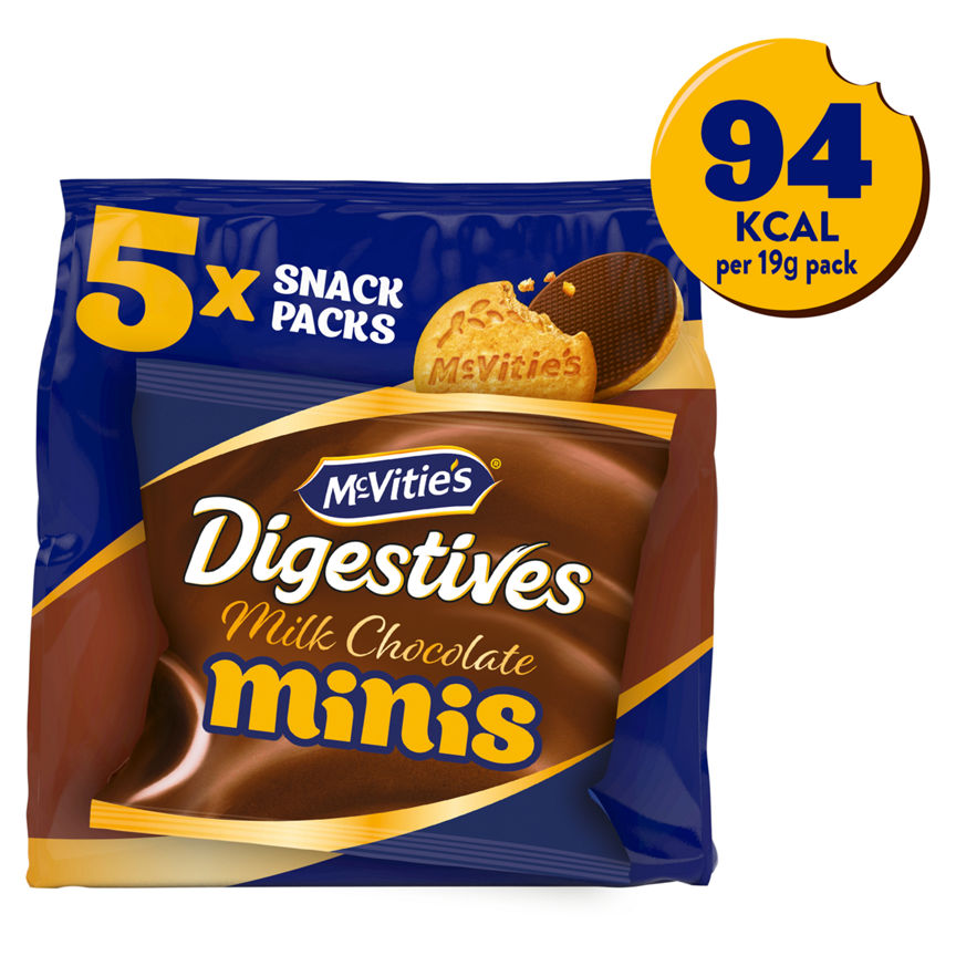 McVitie's Digestives 5 Milk Chocolate Minis Snack Packs 95g