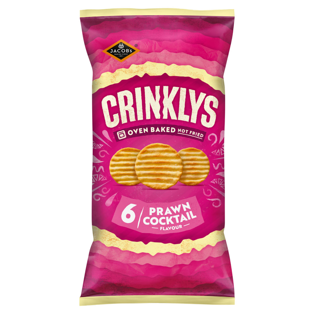 Jacob's Crinklys Prawn Cocktail snack biscuits 138g, UK version