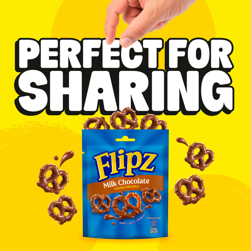 Flipz milk chocolate coated pretzel snacks 90g - British product