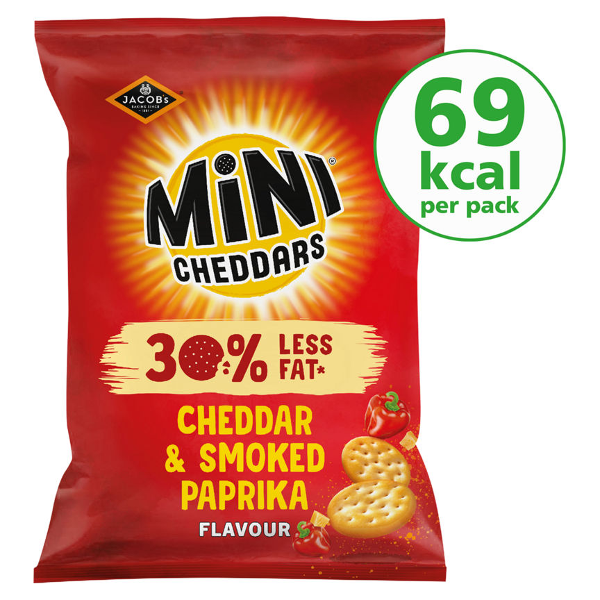 Jacobs Mini Cheddars 30% Less Fat Cheddar & Smoked Paprika Baked Snacks Sharing Bag 115g GOODS ASDA   