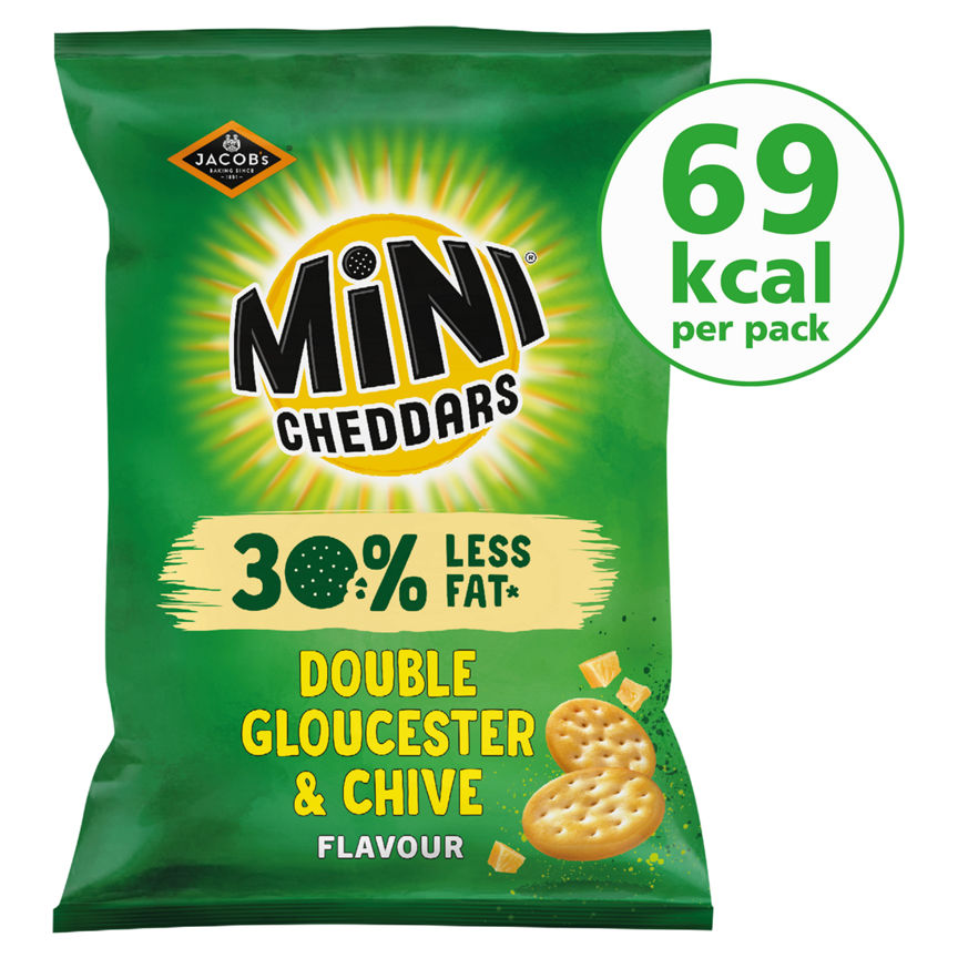 Jacobs Mini Cheddars 30% Less Fat Double Gloucester & Chive Snacks 115g GOODS ASDA   