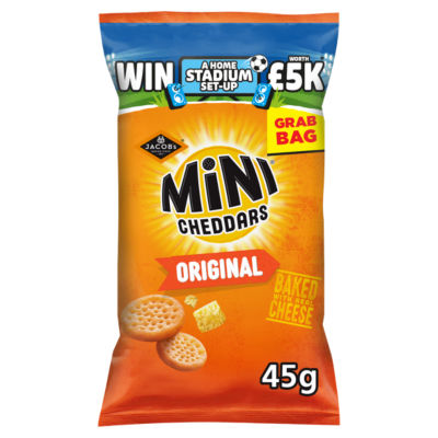 Jacob's Mini Cheddars Original grab bag 45g, imported from the UK