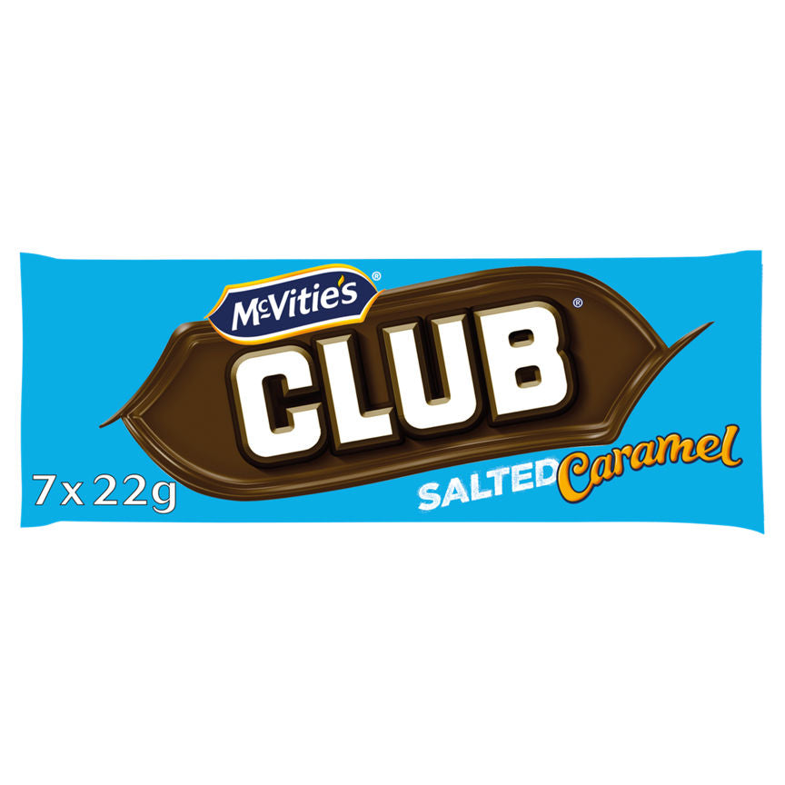 McVitie's Club Salted Caramel Flavour Chocolate Biscuit Bars Multipack 7x23g