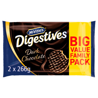 McVitie's dark chocolate digestive biscuits twin pack 2x266g, imported from the UK