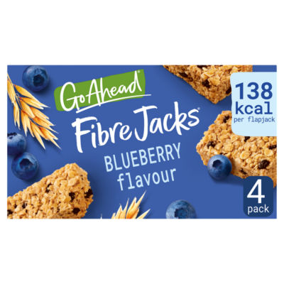 Go Ahead Fibre Jacks blueberry flavour flapjacks 118.6g, imported from the UK