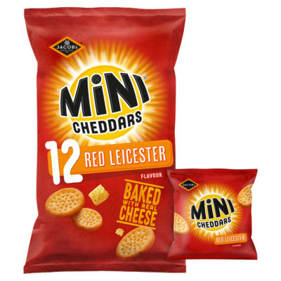 Jacobs Mini Cheddars Red Leicester Flavour Savoury Biscuits 12x23g