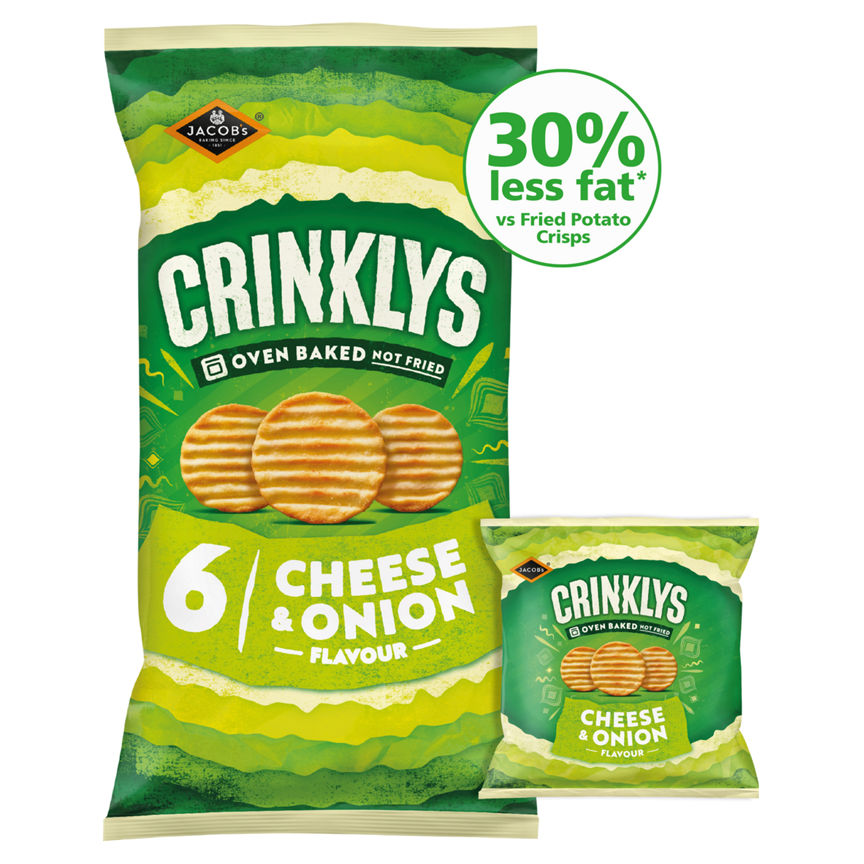 Jacob's Crinkly's Cheese & Onion Flavour Baked Snacks Multipack 6x23g GOODS ASDA   