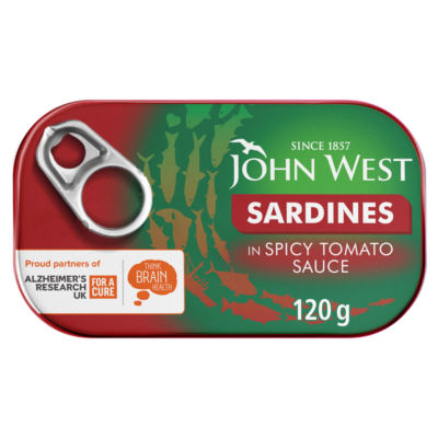John West sardines in spicy tomato sauce 120g, UK version