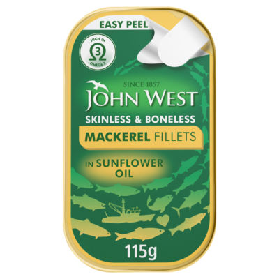 John West Mackerel Fillets in Sunflower Oil 115g, UK version