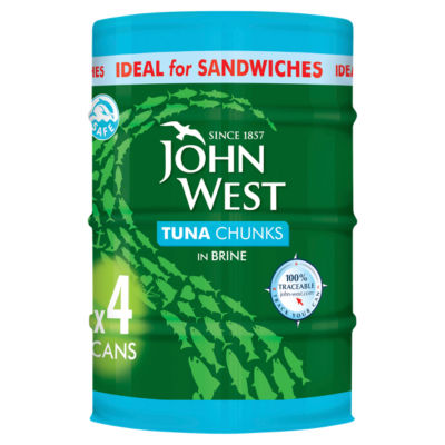 John West tuna chunks in brine 4 x 132g, UK version