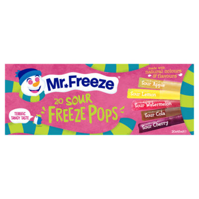 Mr Freeze Sour Freeze Pops Assorted Flavour 20 Pack 45ml Each
