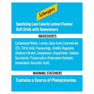 Schweppes Slimline lemonade 2L low calorie drink - British product