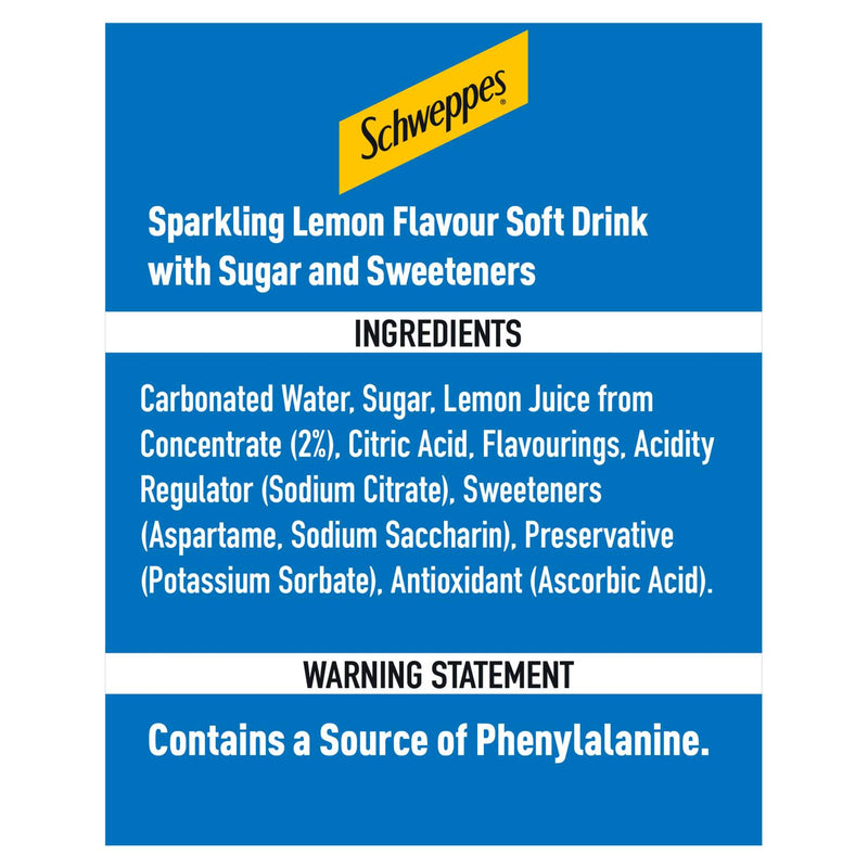 Schweppes Lemonade sparkling soft drink 2 litre (British brand)
