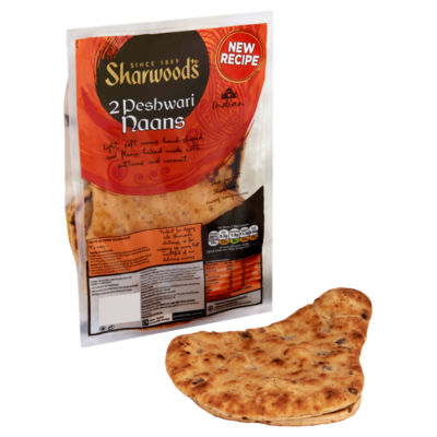 Sharwood's Peshwari Naan Breads Sultana Coconut 2 Pack (British brand)