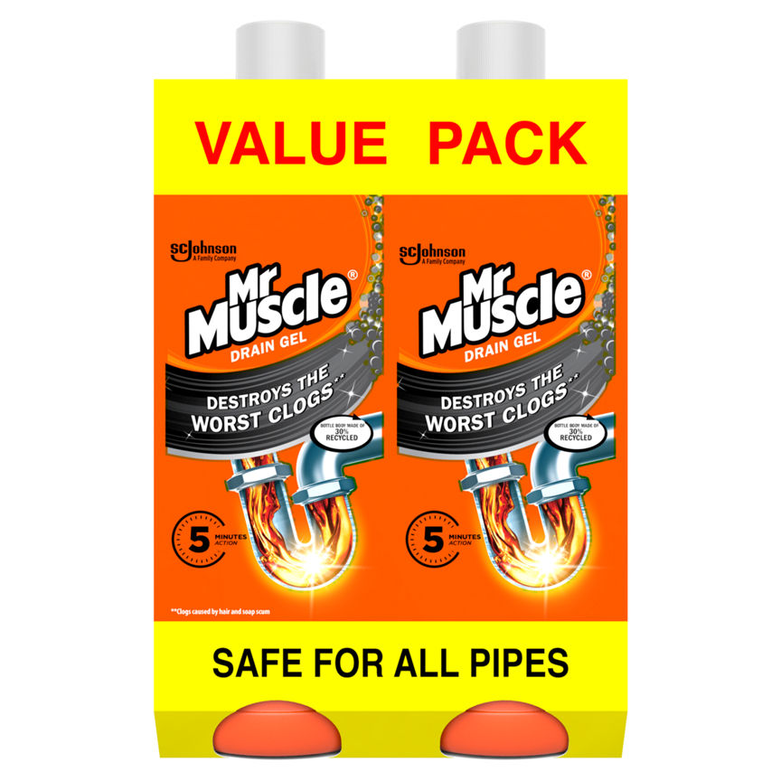 Mr Muscle Drain Gel Twin Pack