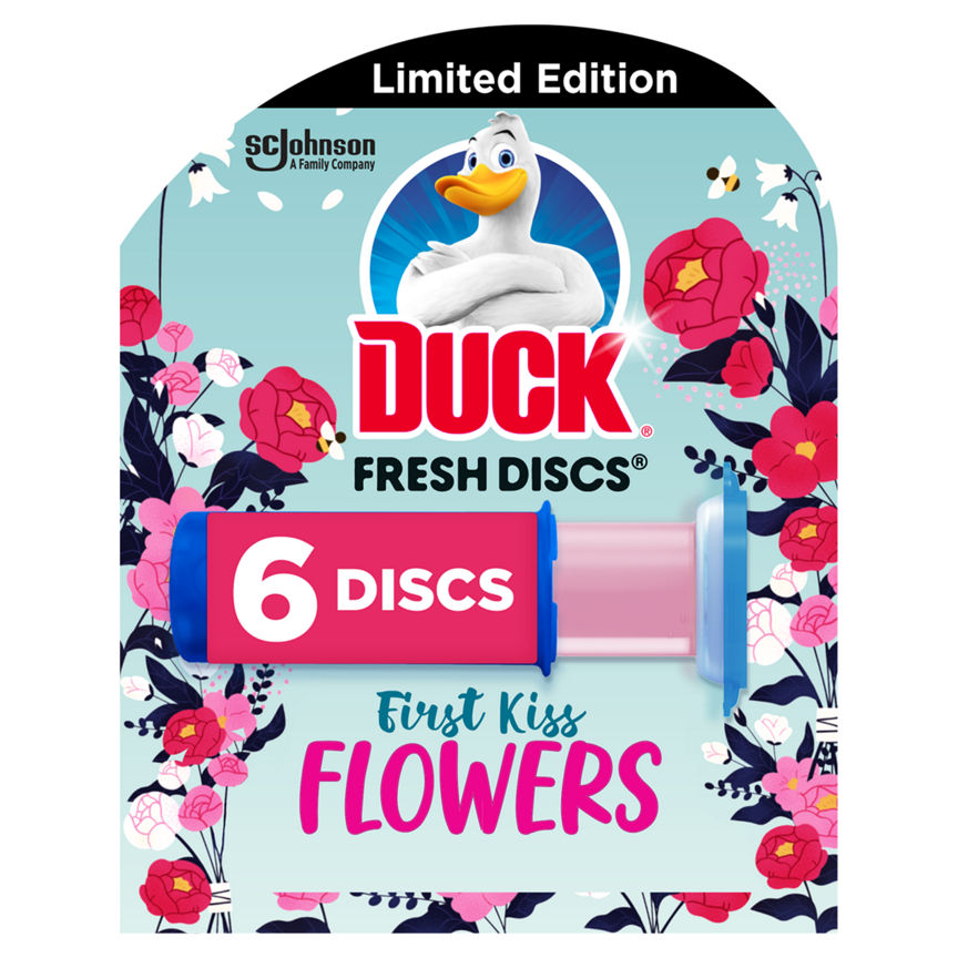 Duck Fresh Disc Holder First Kiss Flowers 1 Holder + 6 Discs GOODS ASDA   