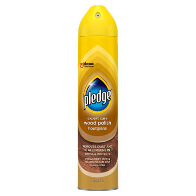 Pledge wood care polish aerosol Classic 250ml, imported from the UK