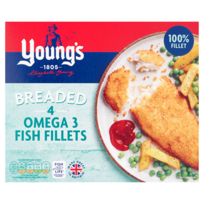 Young's breaded fish fillets omega 3 4-pack 400g (British brand)