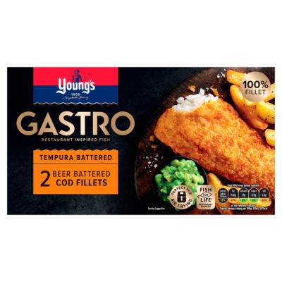 Youngs Gastro 2 Tempura Beer Battered Cod Fillets