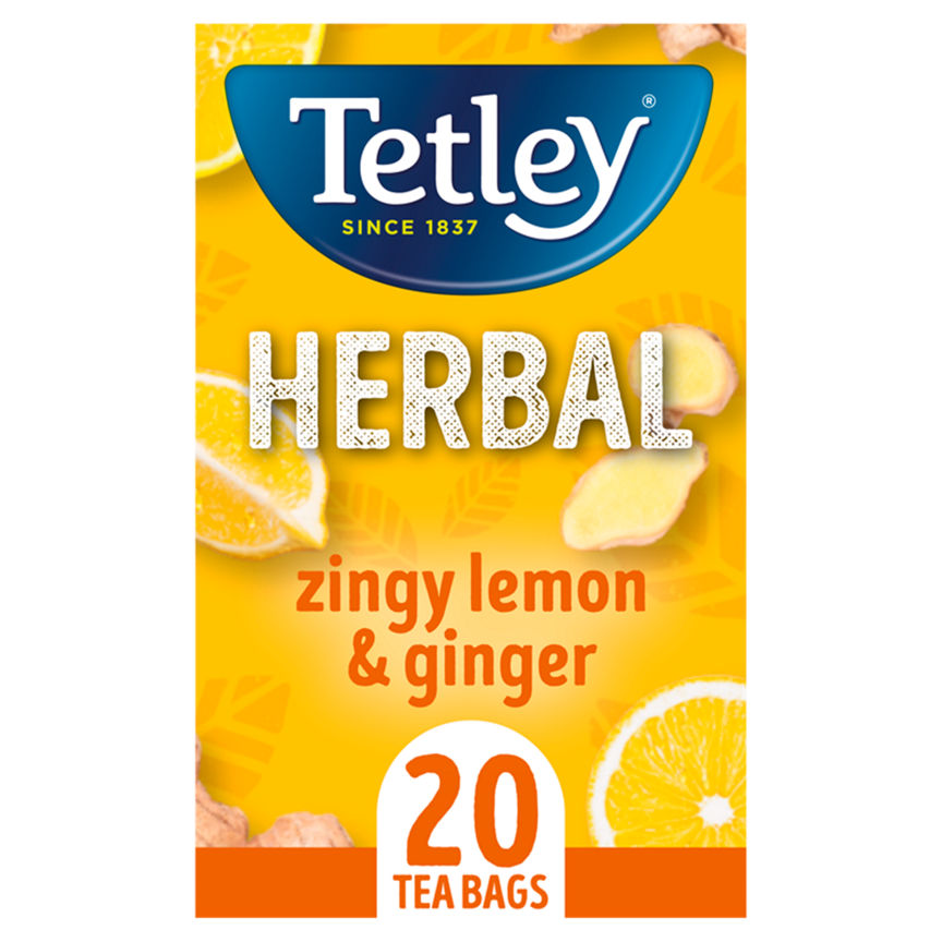 Tetley Herbal Zingy Lemon & Ginger Tea Bags x20 GOODS ASDA   