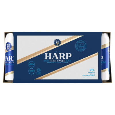 Harp Premium Irish Lager 20x440ml cans, UK version
