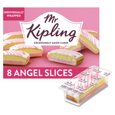 Angel Cake Slices with Vanilla Filling and Icing 8 Pack