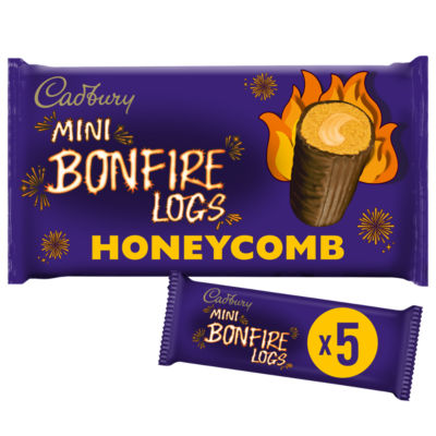 Cadbury Mini Bonfire Logs honeycomb 5 pack, imported from the UK