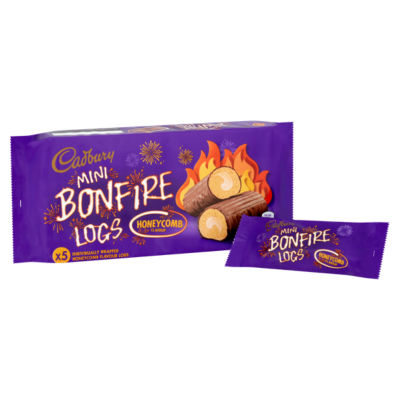 Cadbury Mini Bonfire Logs honeycomb 5 pack, imported from the UK